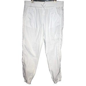 Jogger Cargo Pants Women's Size Large L Drawstring Cuff Elastic Waist White NEW